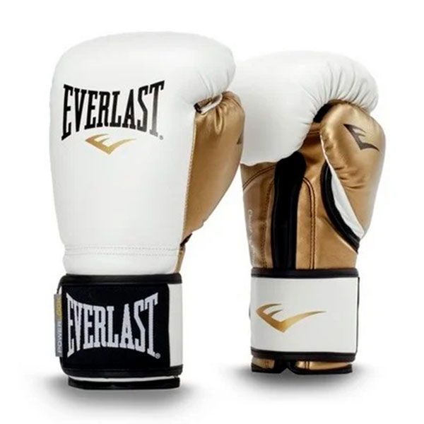 Боксерские перчатки Everlast Powerlock PU, тренировочные, бёло-золотой в Краснодаре в магазине SportPanda Боксерские перчатки Everlast Powerlock PU, тренировочные, бёло-золотой – фото