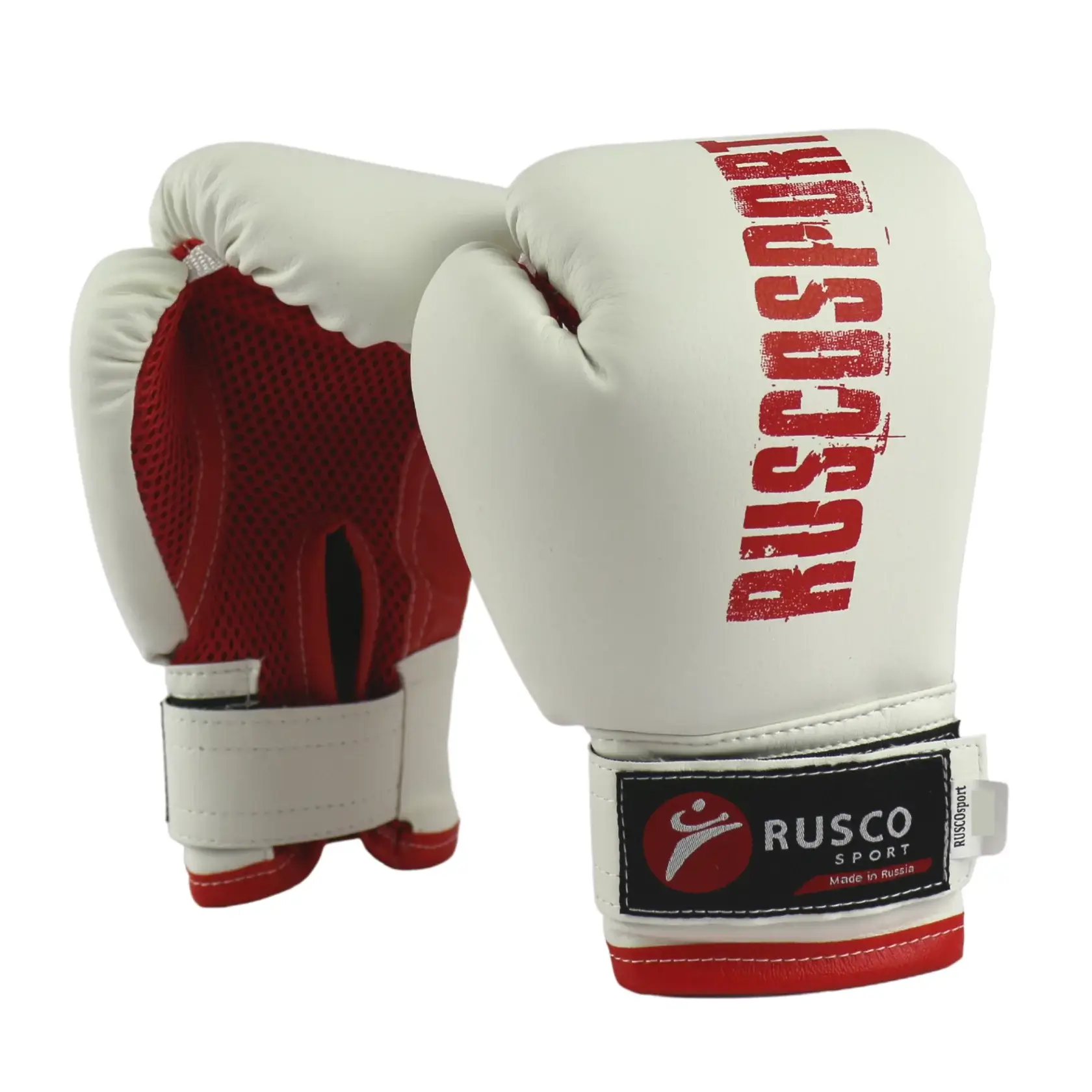Боксерские перчатки Rusco Sport, тренировочные, бело-красный в Краснодаре в магазине SportPanda Боксерские перчатки Rusco Sport, тренировочные, бело-красный – фото