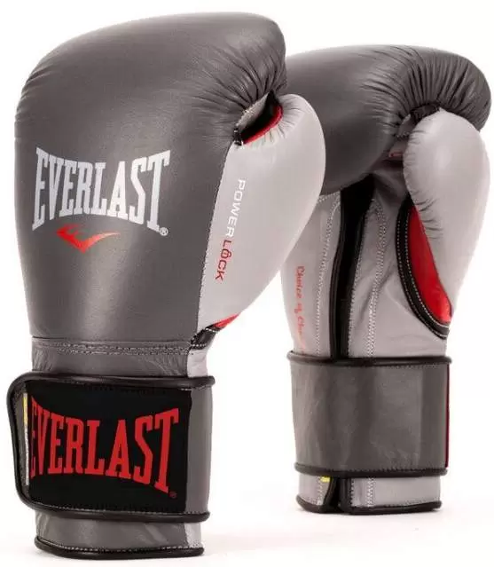 Боксерские перчатки Everlast Powerlock, для соревнований, серый-красный в Краснодаре в магазине SportPanda Боксерские перчатки Everlast Powerlock, для соревнований, серый-красный – фото