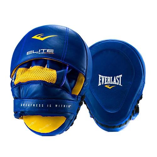 Лапы боксерские Everlast Pro Elite Leather Mantis, для профессионалов, синий  Лапы боксерские Everlast Pro Elite Leather Mantis, для профессионалов, синий