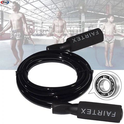 Скакалка Fairtex ROPE-3, 280 см, с утяжелителем, регулируемая, чёрный – фото