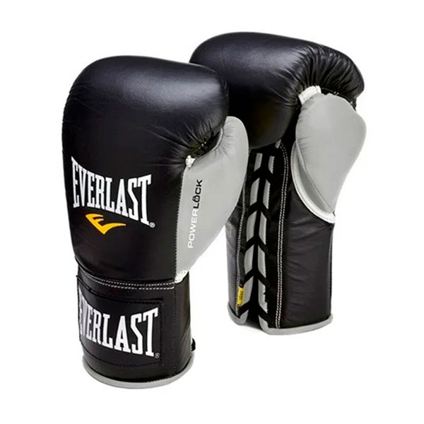 Боксерские перчатки Everlast Powerlock, боевые, чёрный в Краснодаре в магазине SportPanda Боксерские перчатки Everlast Powerlock, боевые, чёрный – фото