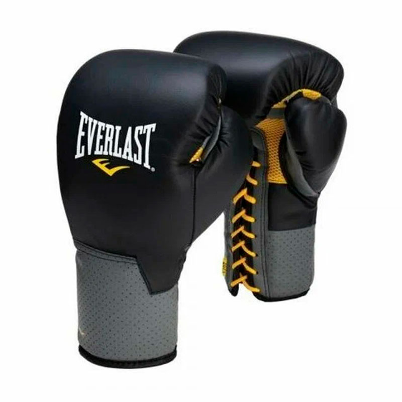 Боксерские перчатки Everlast Pro Leather Laced, тренировочные, чёрный в Краснодаре в магазине SportPanda Боксерские перчатки Everlast Pro Leather Laced, тренировочные, чёрный – фото