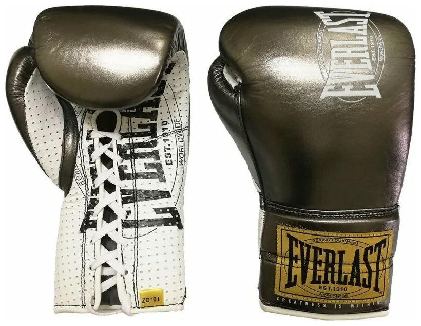 Боксерские перчатки Everlast 1910 Classic, для соревнований, серый в Краснодаре в магазине SportPanda Боксерские перчатки Everlast 1910 Classic, для соревнований, серый – фото