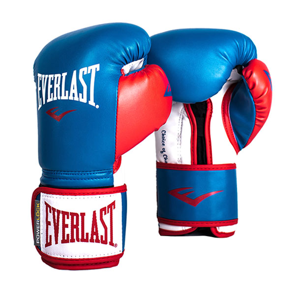 Боксерские перчатки Everlast Powerlock PU, тренировочные, синий в Краснодаре в магазине SportPanda Боксерские перчатки Everlast Powerlock PU, тренировочные, синий – фото