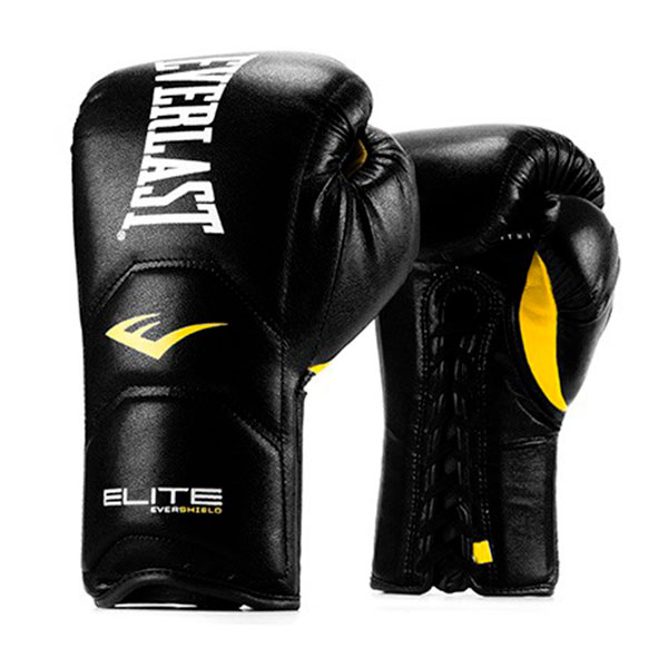 Боксерские перчатки Everlast Elite Pro, на шнуровке, тренировочные, чёрно-белый в Краснодаре в магазине SportPanda Боксерские перчатки Everlast Elite Pro, на шнуровке, тренировочные, чёрно-белый – фото