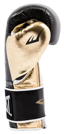 Боксерские перчатки Everlast Powerlock PU, тренировочные, чёрно-золотой в Краснодаре в магазине SportPanda Боксерские перчатки Everlast Powerlock PU, тренировочные, чёрно-золотой – фото
