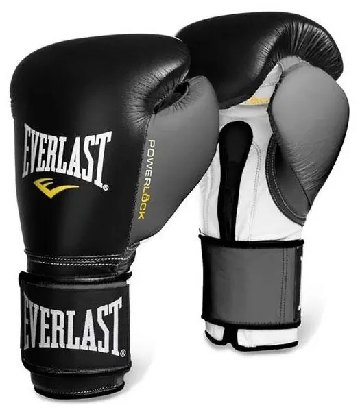 Боксерские перчатки Everlast Powerlock, для соревнований, чёрный / серый в Краснодаре в магазине SportPanda Боксерские перчатки Everlast Powerlock, для соревнований, чёрный / серый – фото