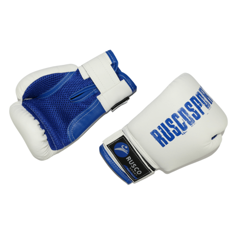 Боксерские перчатки Rusco Sport, тренировочные, бело-синий в Краснодаре в магазине SportPanda Боксерские перчатки Rusco Sport, тренировочные, бело-синий – фото