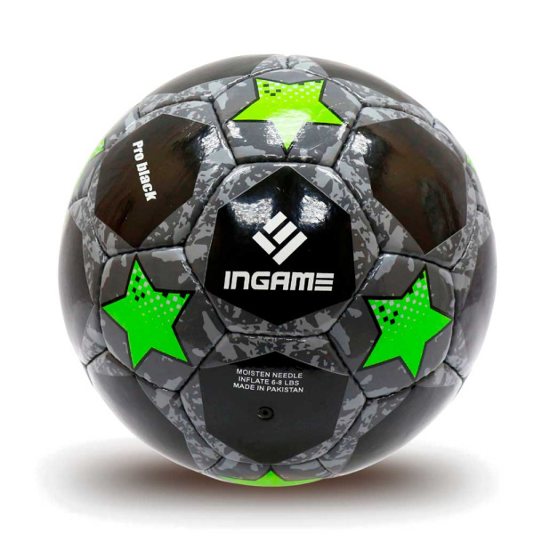 Мяч футбольный INGAME PRO BLACK IFB-117, №5, чёрно-зелёный в Краснодаре в магазине SportPanda Мяч футбольный INGAME PRO BLACK IFB-117, №5, чёрно-зелёный – фото