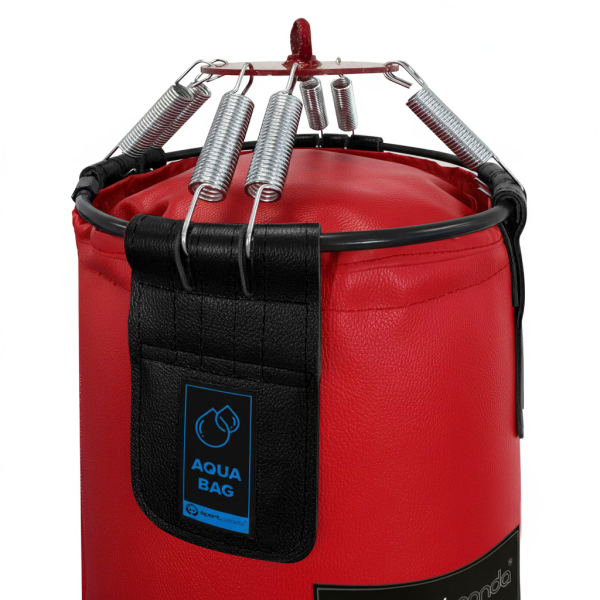 Водоналивной боксерский мешок «AQUA BAG», натуральная кожа, 180 см, диаметр 40 см, черный/красный – фото