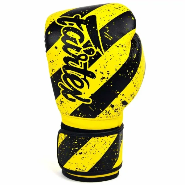 Боксерские перчатки Fairtex BGV14 Black op ART, тренировочные, жёлтый – фото