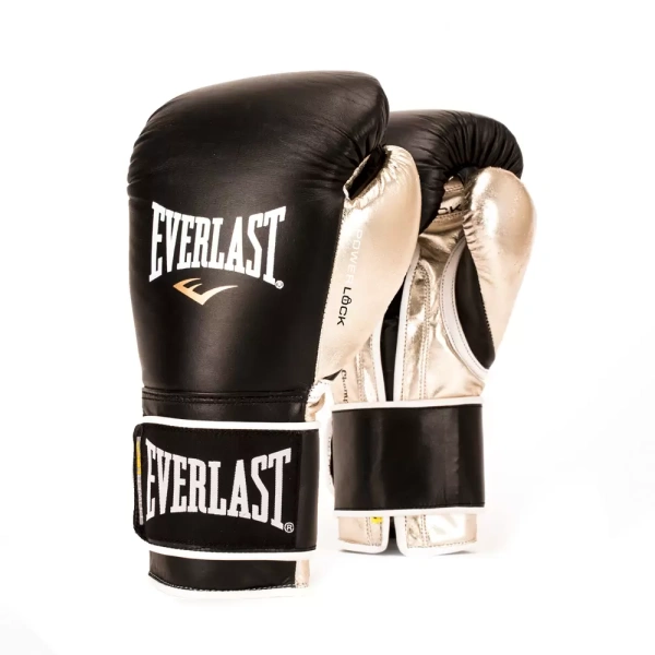 Боксерские перчатки Everlast Powerlock, для соревнований, чёрный / золотой в Краснодаре в магазине SportPanda Боксерские перчатки Everlast Powerlock, для соревнований, чёрный / золотой – фото