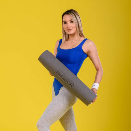 Коврик для йоги и фитнеса, 6 мм, стандарт, серый в Краснодаре в магазине SportPanda Коврик для йоги и фитнеса, 6 мм, стандарт, серый – фото
