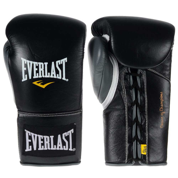 Боксерские перчатки Everlast Powerlock, боевые, чёрный в Краснодаре в магазине SportPanda Боксерские перчатки Everlast Powerlock, боевые, чёрный – фото