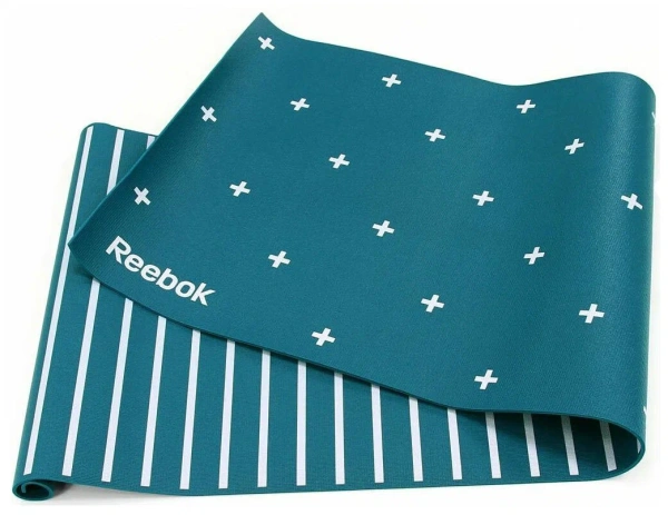 Коврик для йоги и фитнеса Reebok RAYG-11030GN, двухсторонний, 4 мм, полоски в Краснодаре в магазине SportPanda Коврик для йоги и фитнеса Reebok RAYG-11030GN, двухсторонний, 4 мм, полоски – фото