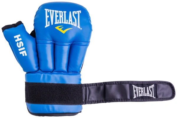 Перчатки для рукопашного боя Everlast, натуральная кожа, синий – фото