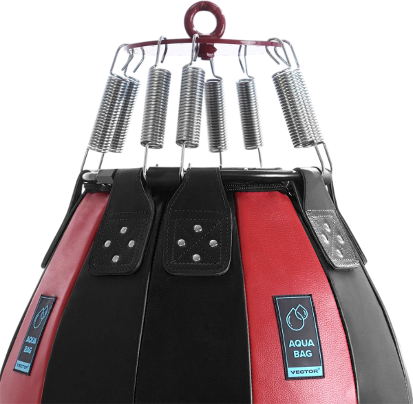 Водоналивная боксерская груша «AQUA BALL», кожа, 65 см, диаметр 50 см, 50 кг, чёрный/красный – фото