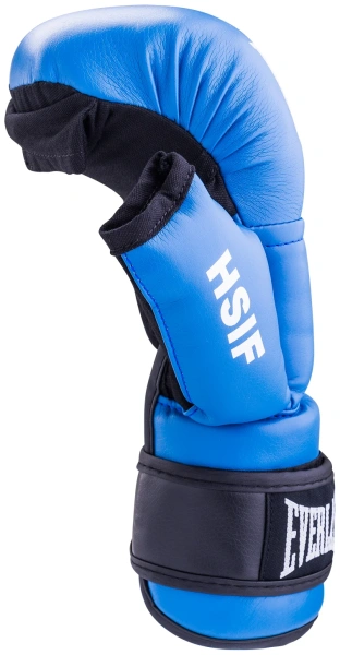 Перчатки для рукопашного боя Everlast, натуральная кожа, синий – фото