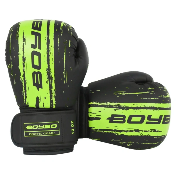 Боксерские перчатки BoyBo Stain BGS322, тренировочные, зелёный в Краснодаре в магазине SportPanda Боксерские перчатки BoyBo Stain BGS322, тренировочные, зелёный – фото