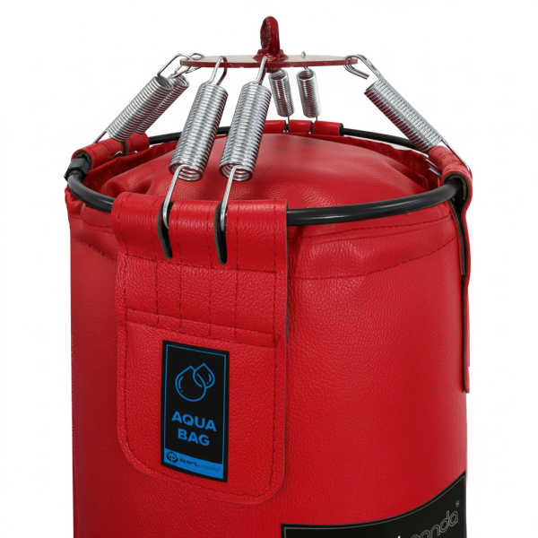 Водоналивной боксерский мешок «AQUA BAG», натуральная кожа, 180 см, диаметр 40 см, красный – фото