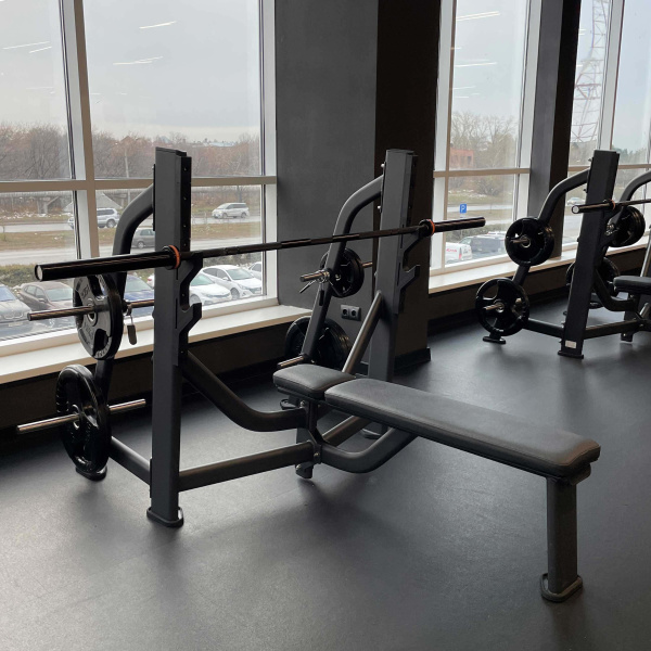 Скамья-стойка для жима штанги лежа E-7043 (Olympic Bench) в Краснодаре в магазине SportPanda Скамья-стойка для жима штанги лежа E-7043 (Olympic Bench) – фото