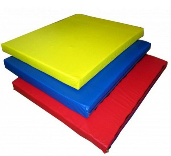  Мат гимнастический SportPanda, 1 х 1 х 0.1 м, тент ПВХ + поролон, 18 кг/м3, жёлтый
