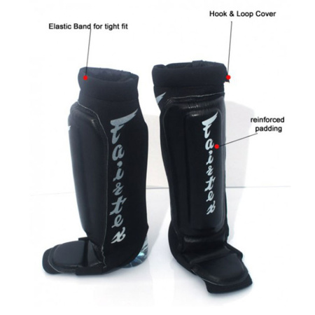Тренировочная защита голени и стопы Fairtex SP6, с неопреновым чулком, M  Тренировочная защита голени и стопы Fairtex SP6, с неопреновым чулком, M