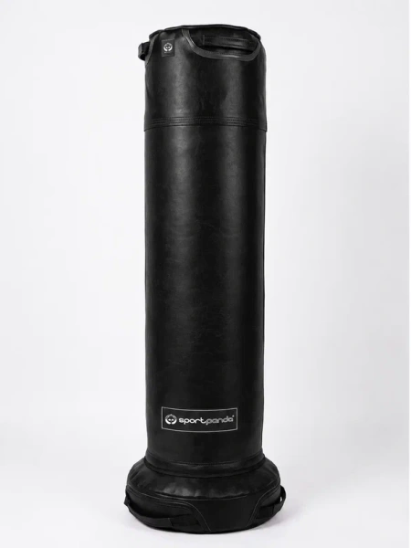Напольный боксерский мешок BLACK, натуральная кожа, 140 см, D-35 см, 45 кг – фото