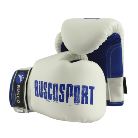 Боксерские перчатки Rusco Sport, тренировочные, бело-синий в Краснодаре в магазине SportPanda Боксерские перчатки Rusco Sport, тренировочные, бело-синий – фото