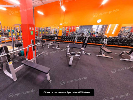 Резиновая плитка SportMax, 990x990 мм, с ровным основанием, для зала и спортивных площадок, 15 мм, 850 кг/м3, зелёный  Резиновая плитка SportMax, 990x990 мм, с ровным основанием, для зала и спортивных площадок, 15 мм, 850 кг/м3, зелёный