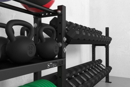 Стойка для гирь и гантелей STECTER, 3600х1160 мм в Краснодаре в магазине SportPanda Стойка для гирь и гантелей STECTER, 3600х1160 мм – фото
