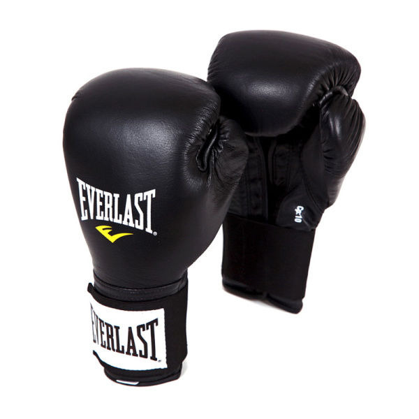 Боксерские перчатки Everlast, на липучке, тренировочные, чёрный в Краснодаре в магазине SportPanda Боксерские перчатки Everlast, на липучке, тренировочные, чёрный – фото