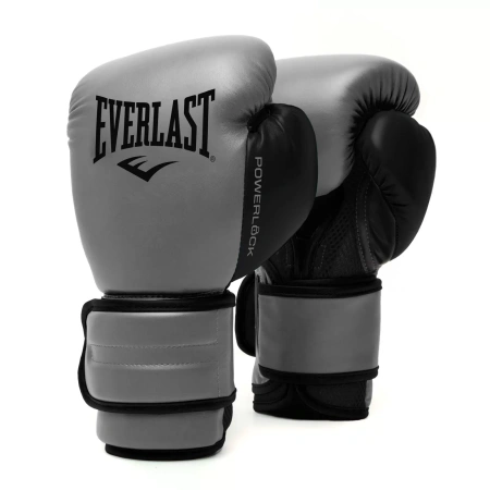 Боксерские перчатки Everlast Powerlock PU 2, тренировочные, серый в Краснодаре в магазине SportPanda Боксерские перчатки Everlast Powerlock PU 2, тренировочные, серый – фото