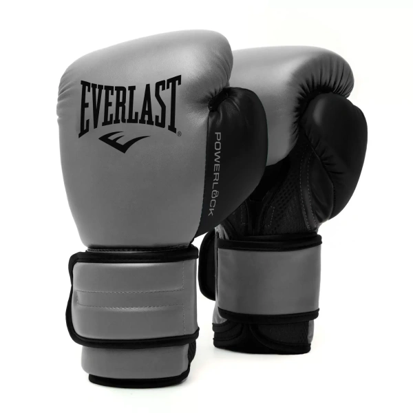 Боксерские перчатки Everlast Powerlock PU 2, тренировочные, серый в Краснодаре в магазине SportPanda Боксерские перчатки Everlast Powerlock PU 2, тренировочные, серый – фото