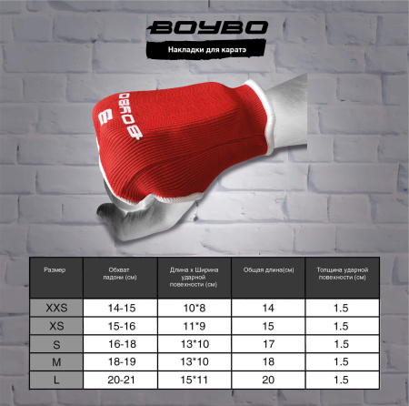 Накладки на руки для каратэ BoyBo BO130, хлопок, красный в Краснодаре в магазине SportPanda Накладки на руки для каратэ BoyBo BO130, хлопок, красный – фото