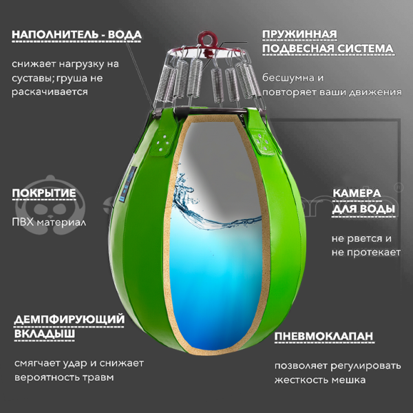 Водоналивная боксерская груша «AQUA BALL», ПВХ, 65 см, диаметр 50 см, салатовый – фото
