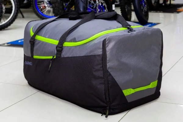 Сумка спортивная для экипировки / мотосумка Enduro Cargo, серый / чёрный / салатовый