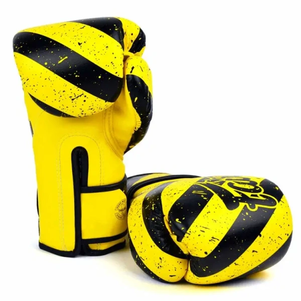 Боксерские перчатки Fairtex BGV14 Black op ART, тренировочные, жёлтый – фото