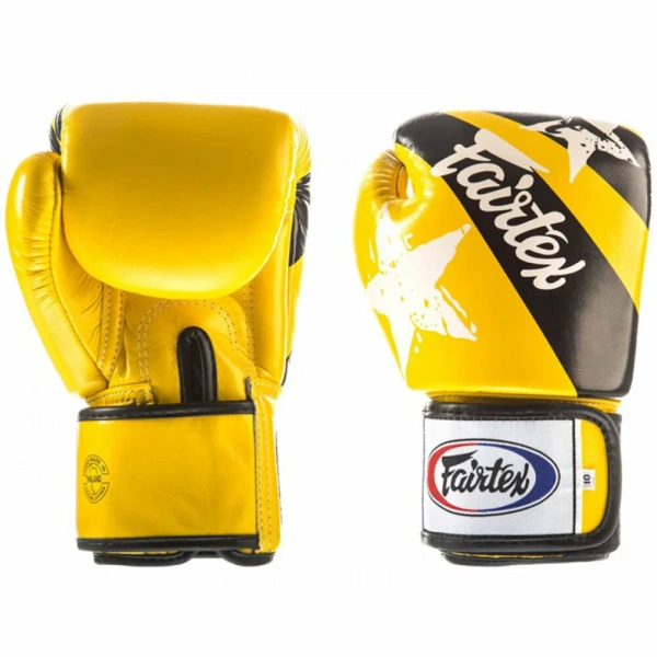 Боксерские перчатки Fairtex BGV1 Nation Print, тренировочные, жёлтый – фото