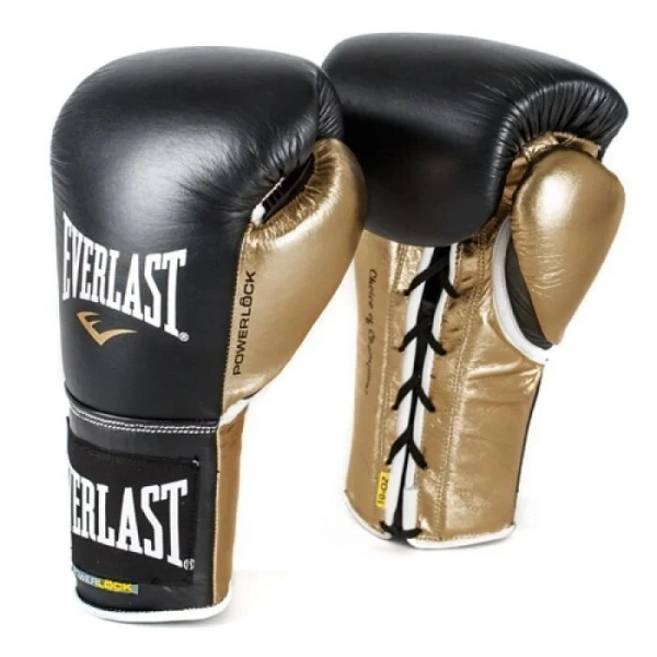 Боксерские перчатки Everlast Powerlock, боевые, чёрный / золотой в Краснодаре в магазине SportPanda Боксерские перчатки Everlast Powerlock, боевые, чёрный / золотой – фото